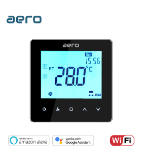 Termostat Ventiloconvector AERO TP528FC4W Black, Wi-Fi, 4 tevi, pentru Incalzire / Racire / Ventilatie, negru