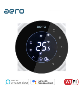 Termostat AERO THP6000UHPW Black, Wi-Fi, pentru Incalzire Electrica in Pardoseala, Smart, Programabil