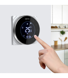 Termostat AERO THP6000UHPW Black, Wi-Fi, pentru Incalzire Electrica in Pardoseala, Smart, Programabil