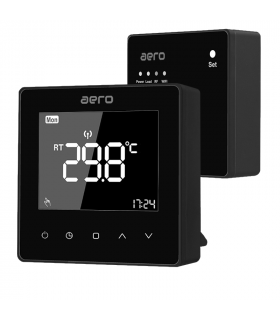 Termostat AERO TP618RFW Black Wi-Fi, Wireless, pentru Centrala Termica, Smart, Programabil, Alexa, Google