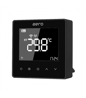 Termostat AERO TP618RFW Black Wi-Fi, Wireless, pentru Centrala Termica, Smart, Programabil, Alexa, Google