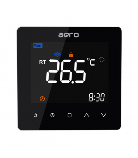 Termostat AERO TP538UHPW Black, Wi-Fi, pentru Incalzire Electrica in Pardoseala, Smart, Programabil, Negru