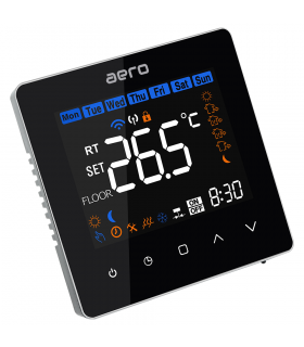 Termostat AERO TP538UHPW Black, Wi-Fi, pentru Incalzire Electrica in Pardoseala, Smart, Programabil, Negru