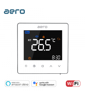 Termostat AERO TP538UHPW White, Wi-Fi, pentru Incalzire Electrica in Pardoseala, Smart, Programabil, Alb