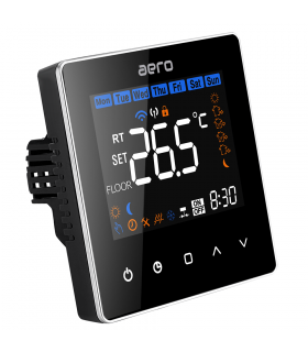 Termostat cu fir AERO TP538GCLW Black Wi-Fi, pentru Centrala Termica, Smart, Programabil, Alexa, Google, Negru