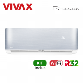 Aer Conditionat VIVAX R-Design ACP-09CH25AERI SILVER Wi-Fi Kit de instalare inclus R32 Inverter 9000 BTU/h