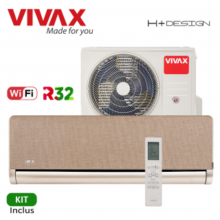 Aer Conditionat VIVAX H+Design ACP-09CH25AEHI+ Gold Wi-Fi Kit de instalare inclus R32 Inverter 9000 BTU/h